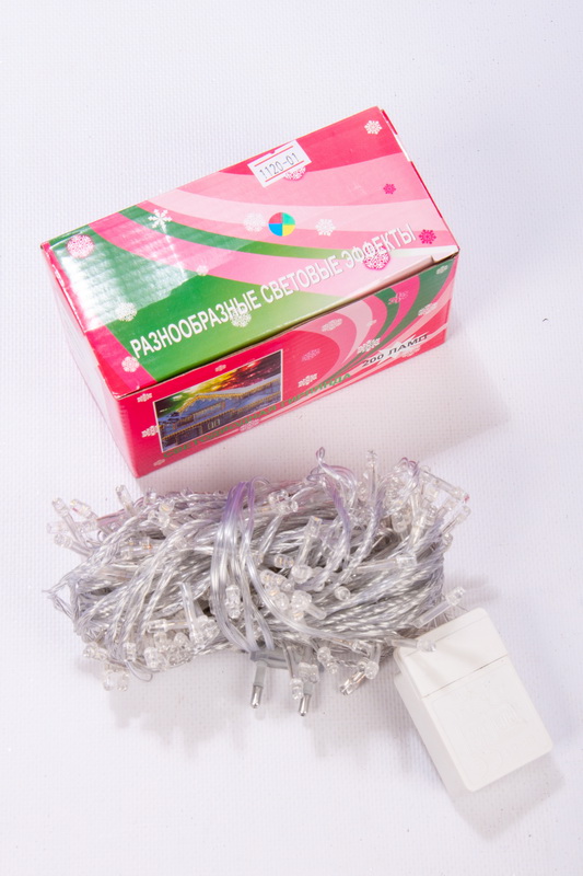 Гірлянда, діодна, 200 кольорових лампочок, 13 м, прзорий провід